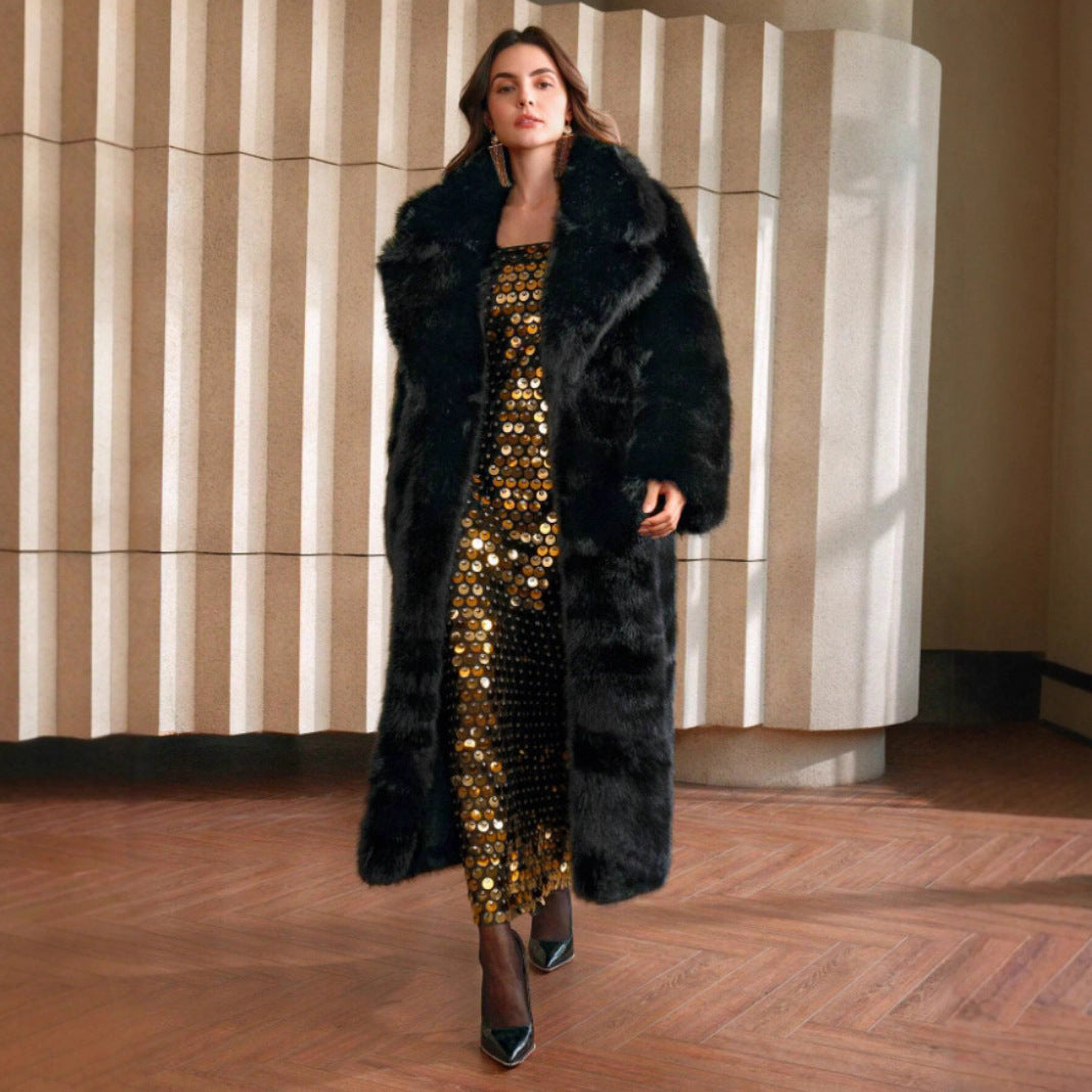 JOLMANA, Manteau long en fourrure douce