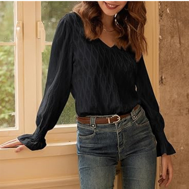 Haut T-shirt à manches longues smocké