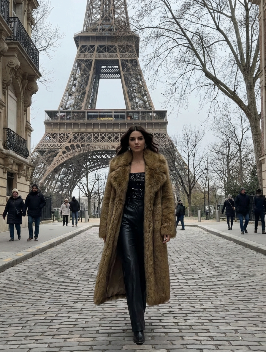 JOLMANA, Manteau long en fourrure douce