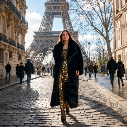 JOLMANA, Manteau long en fourrure douce