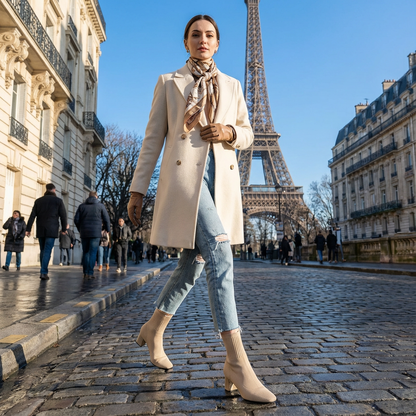 HABASSI, Bottes à Talon Épais Élastiques – Bottines